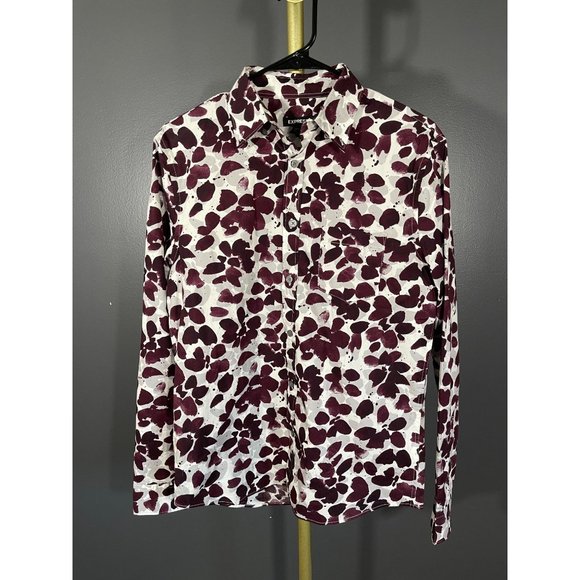 EXPRESS FLORAL BUTTON DOWN MENS DRESS SHIRT - Picture 1 of 6